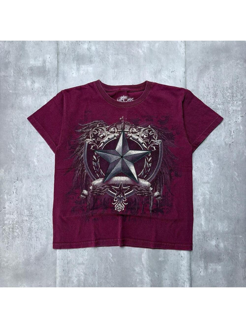 Y2K Burgundy Helix Grunge Gothic Skater T-Shirt